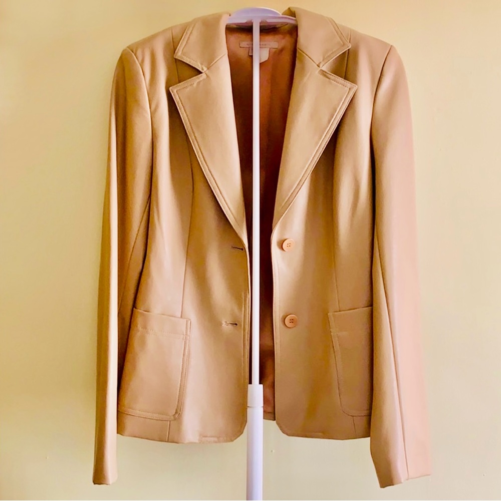 Zara Basic Light Cream Faux Leather Jacket - image 1